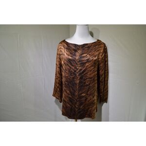 DONCASTER Silk Top Size 10 Tiger Strip Animal Print Women´s Blouse